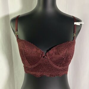 NWT Aerie Burgundy Lace Balconette Bra
